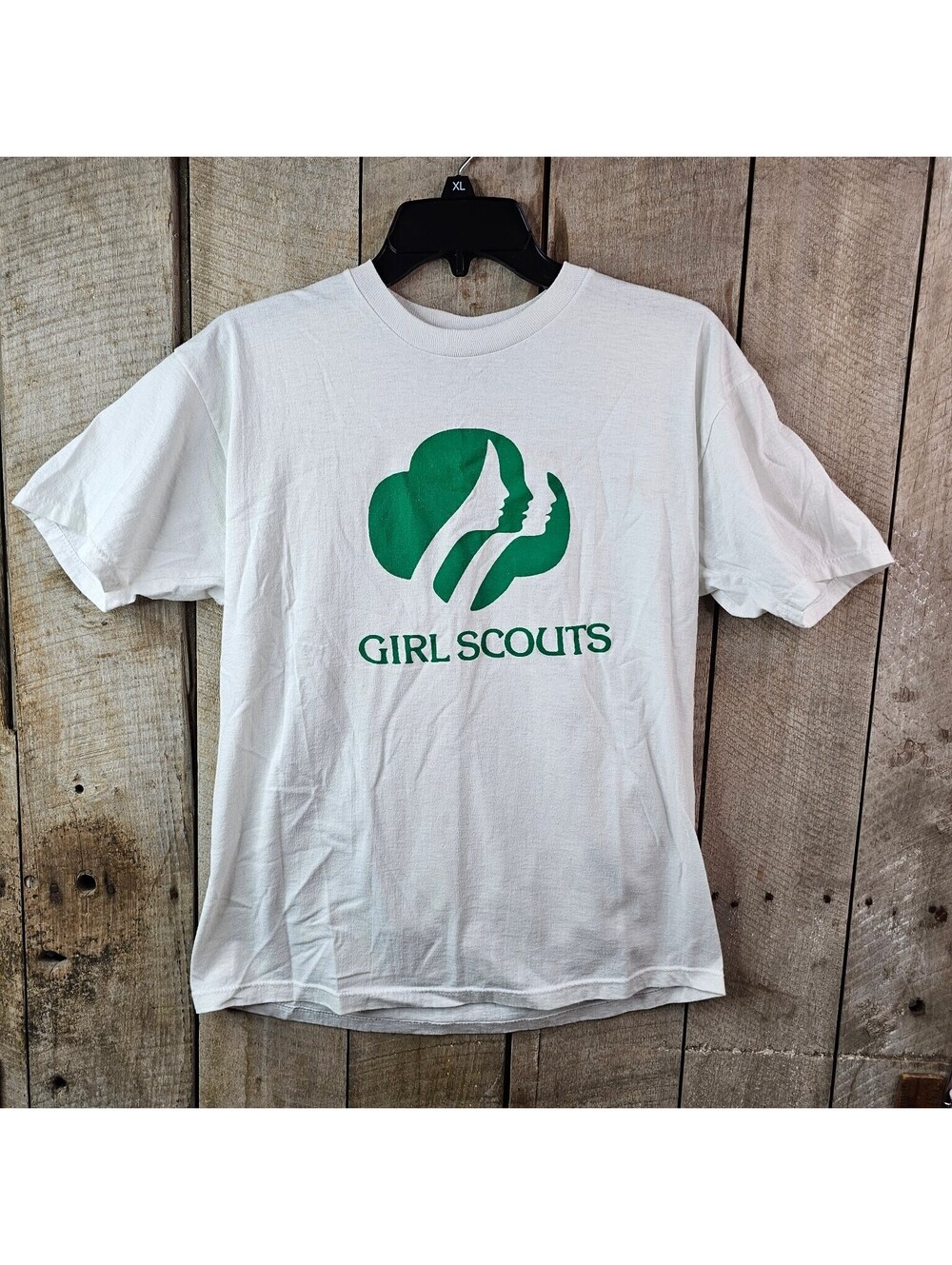 Girl Scouts T-Shirt Girls XL 18-20 White Green Logo Jerzees 50/50 Heavyweight